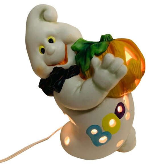 Halloween Boo Ghost Night Light Spooky Kitsch VTG Home Bedroom Decor - Picture 1 of 15